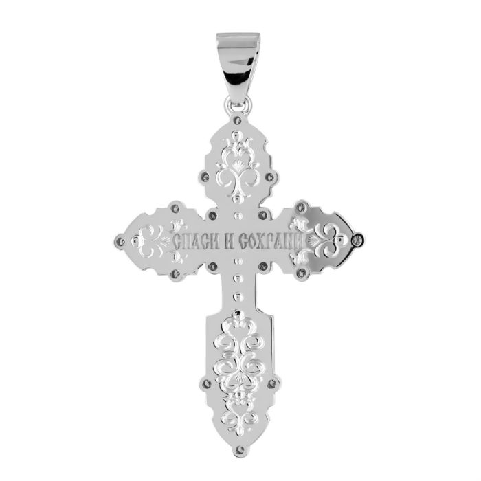 Мужской крест из белого золота с фактурной поверхностью