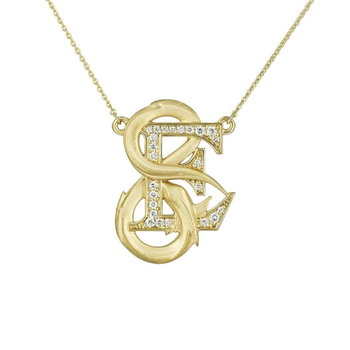 Подвеска в виде инициалов с россыпью бриллиантов