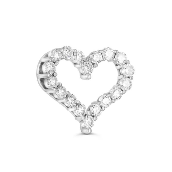 Сердце из белого золота с дорожкой из бриллиантов 