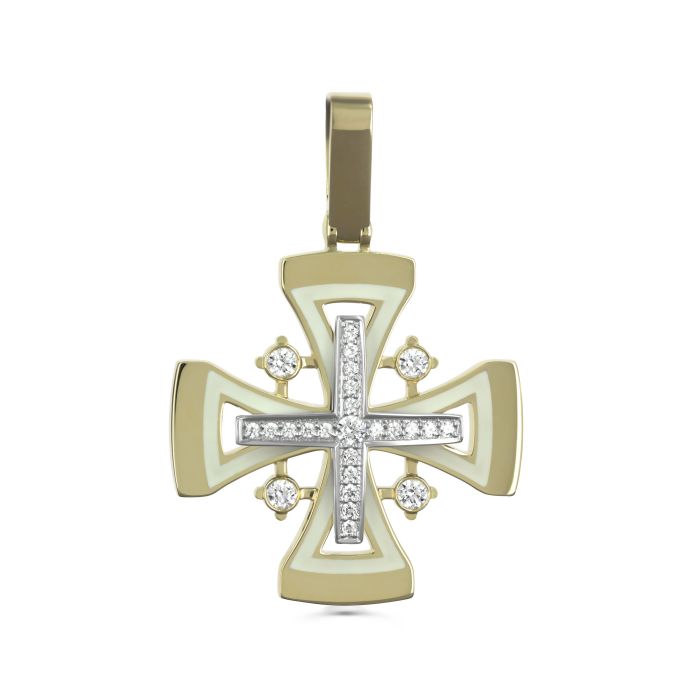 Православный крест с эмалью и бриллиантами