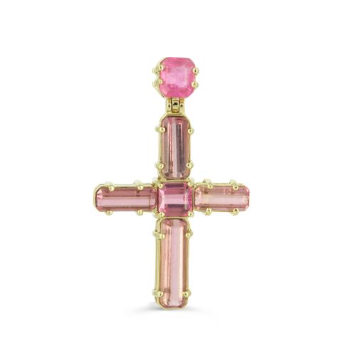 Крест с розовым турмалином