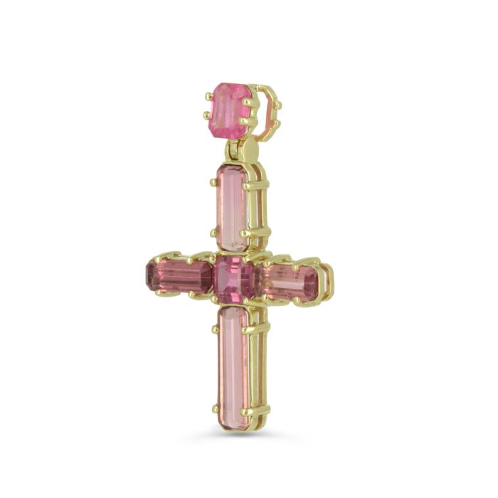 Крест с розовым турмалином