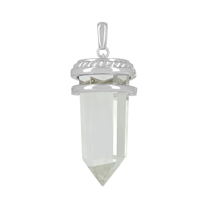Подвеска с горным хрусталем, окруженным бриллиантами на заказ
