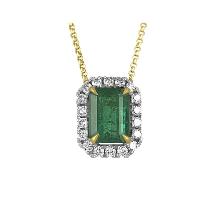 Подвеска с изумрудом и бриллиантами на заказ