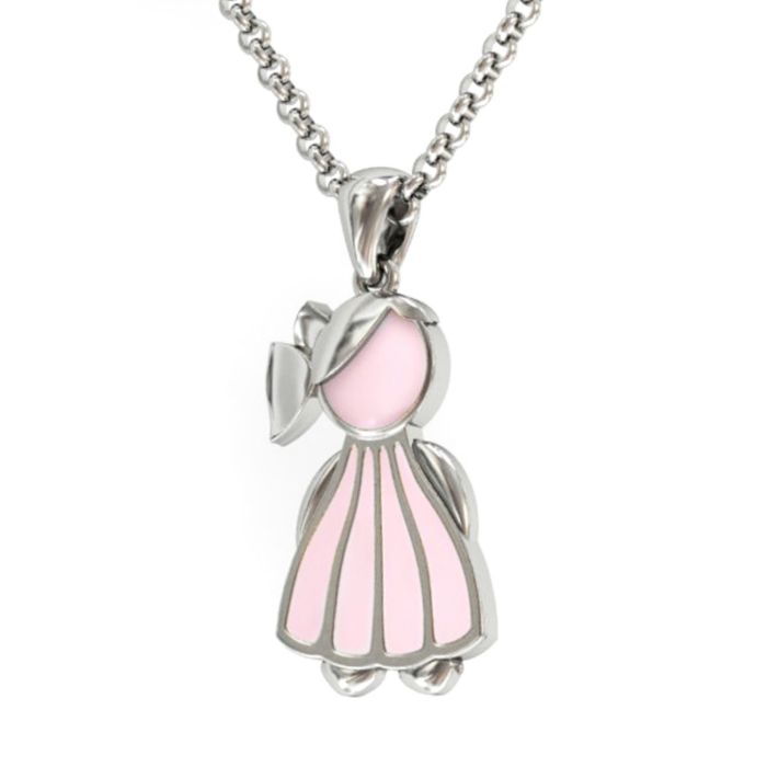 Подвеска из белого золота «Девочка» с эмалью