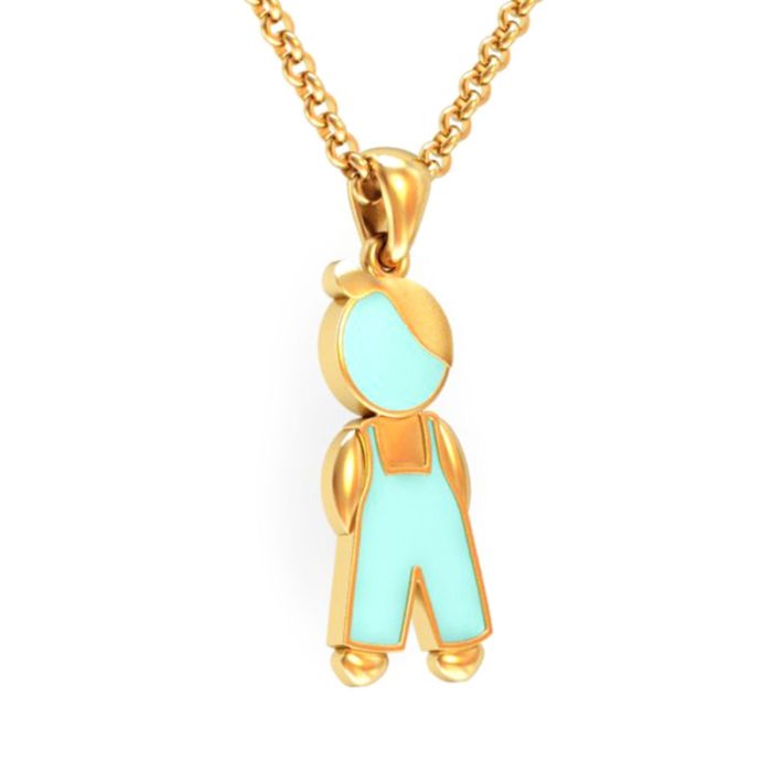 Подвеска из желтого золота «Мальчик» с эмалью