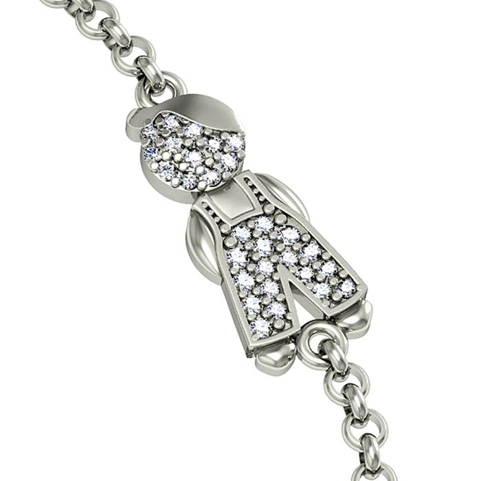 Браслет из белого золота с бриллиантами на рождение мальчика