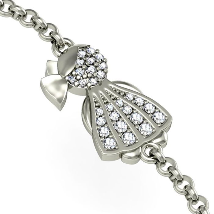 Браслет из белого золота с бриллиантами на рождение девочки