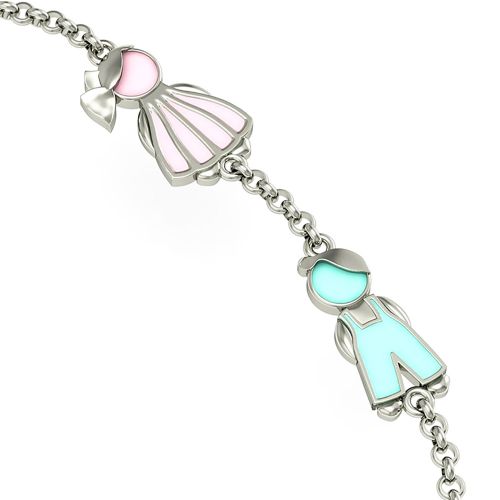 Браслет из белого золота с эмалью «Дети»