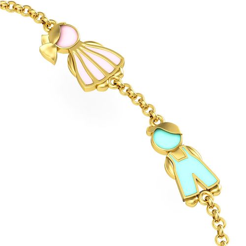 Золотой браслет с эмалью «Дети»