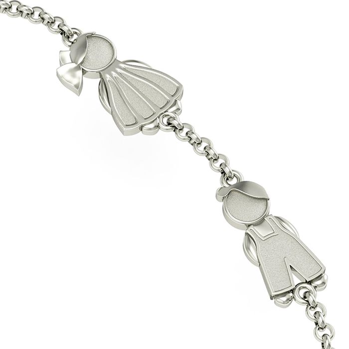 Браслет «Для мамы» из белого золота с рельефной поверхностью