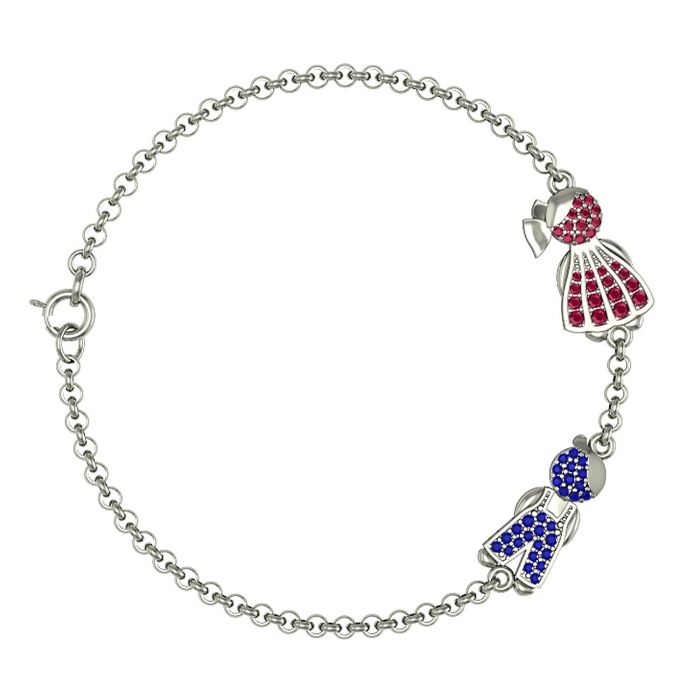 Золотой браслет с драгоценными камнями «Дети»