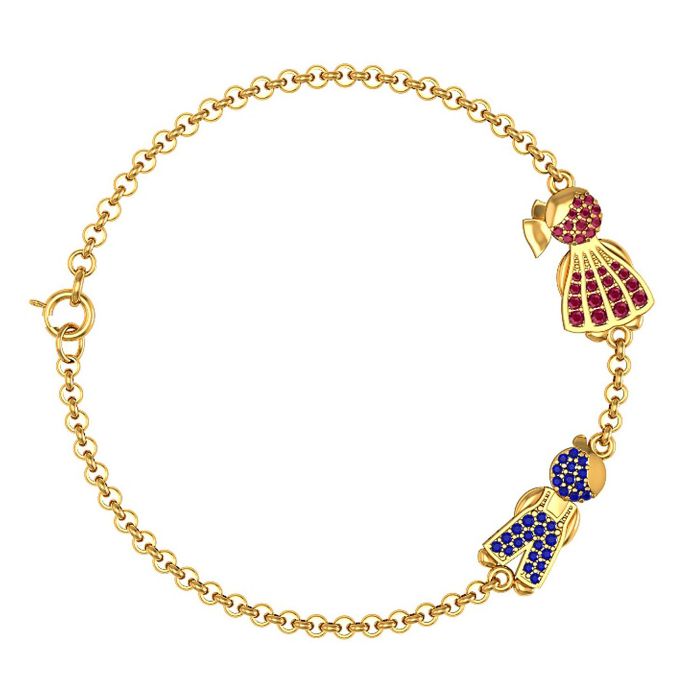 Браслет из желтого золота с драгоценными камнями «Дети»