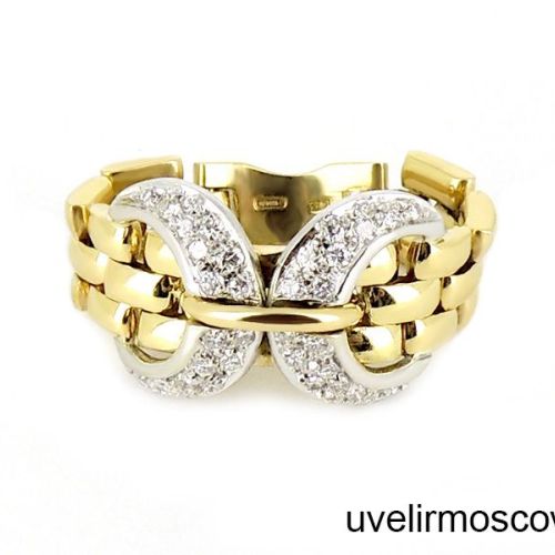 «Живое» кольцо из комбинированного золота с бриллиантами