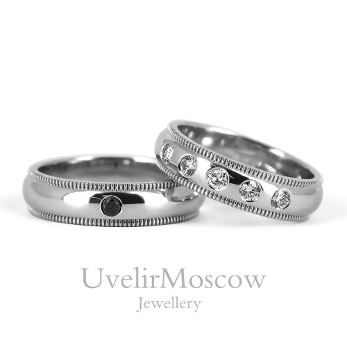 Обручальные кольца из белого золота с бриллиантами
