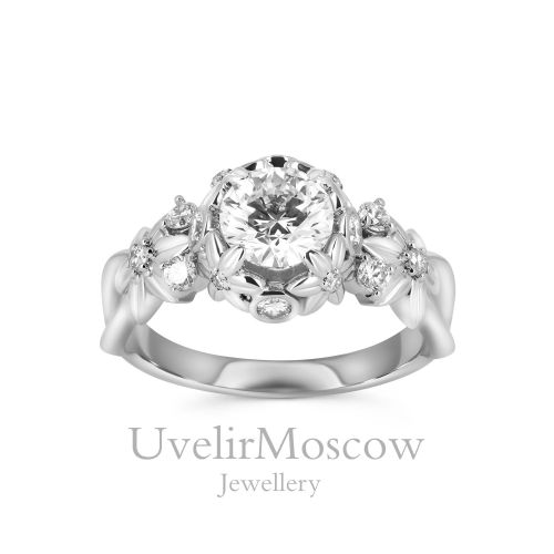 Кольцо для помолвки «Flower» из белого золота