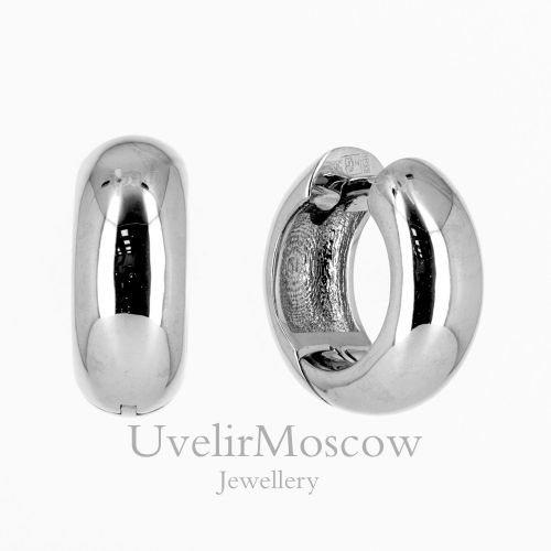 Серьги из белого золота с гладкой поверхностью