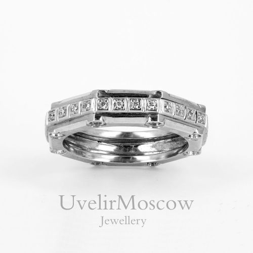 Мужское обручальное кольцо из платины с бриллиантами