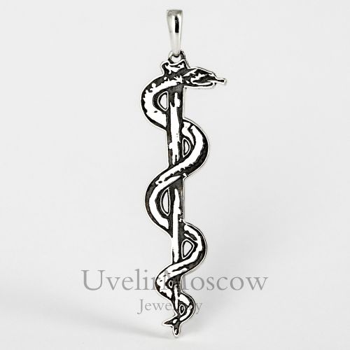 Подвеска из серебра в виде посоха Асклепия
