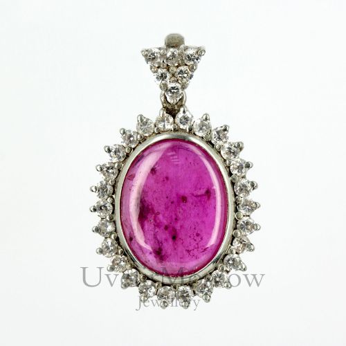 Кулон из белого золота с рубеллитом и бриллиантами