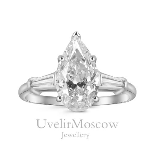 Кольцо для помолвки из белого золота с бриллиантами