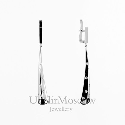 Изысканные серьги-подвески из белого золота