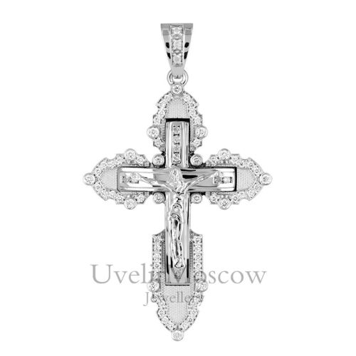 Мужской крест из белого золота