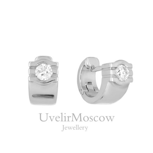 Серьги из белого золота с круглыми бриллиантами