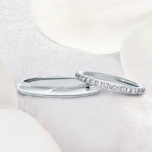 Обручальные кольца из белого золота с бриллиантами