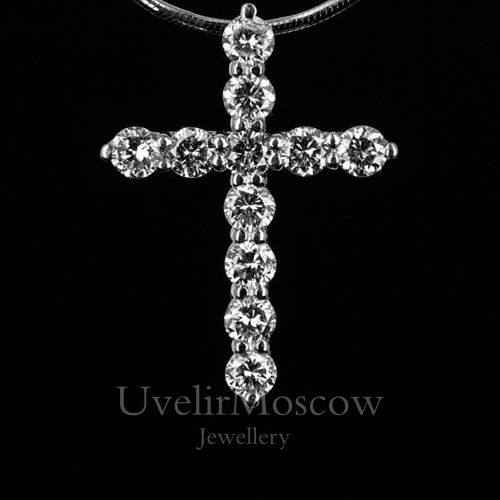 Подвеска «Крест» из платины с бриллиантами
