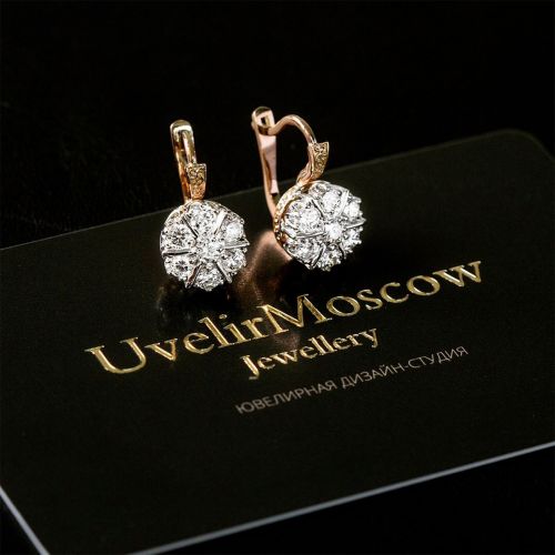 Серьги из комбинированного золота с бриллиантами