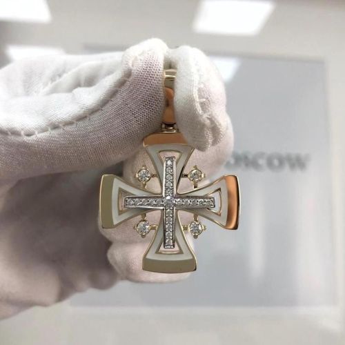 Крест с эмалью и бриллиантами