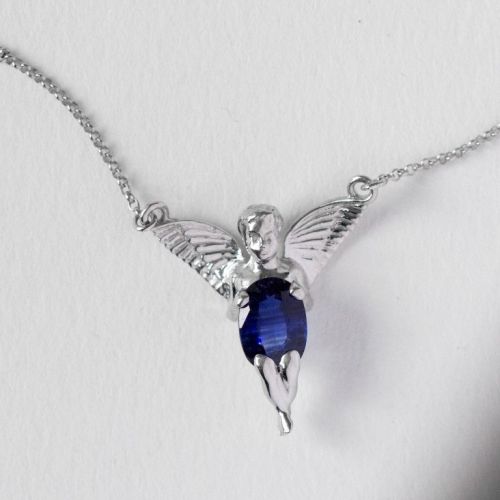 Подвеска ангел с сапфиром