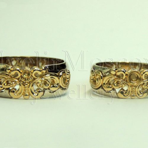 Парные обручальные кольца из желтого золота с узором