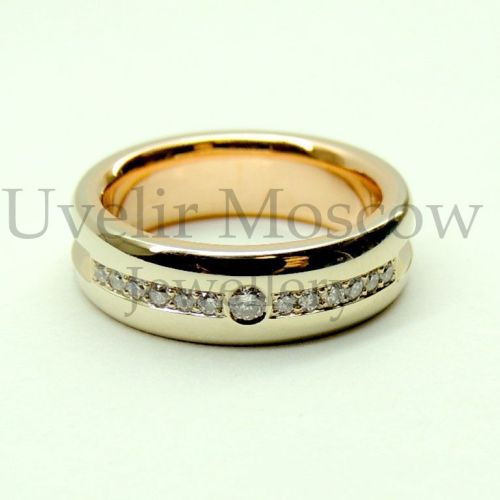 Парные обручальные кольца из комбинированного золота с бриллиантами
