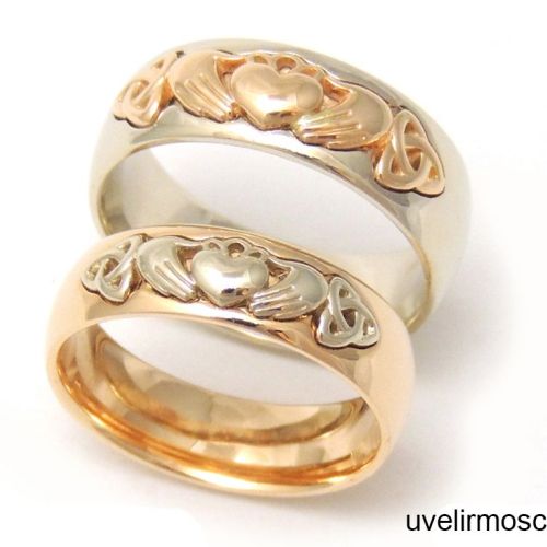 Парные обручальные кольца «Кладдах» из комбинированного золота