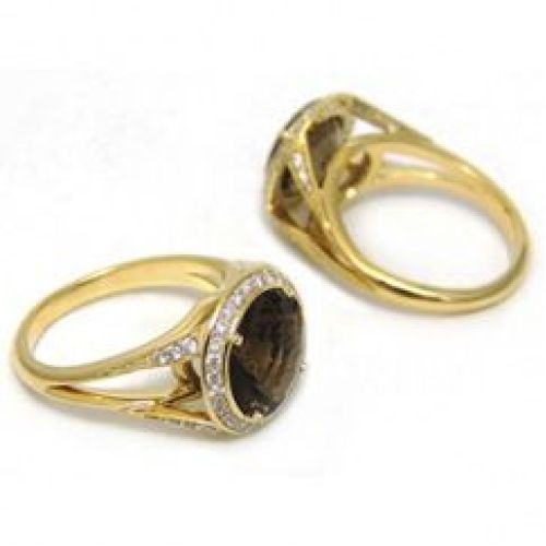 Кольца из желтого золота с раухтопазами и бриллиантами
