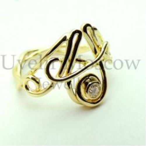 Кольцо «АА» из желтого золота с бриллиантом