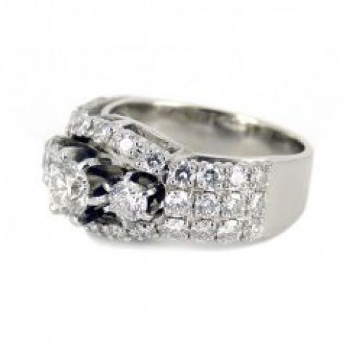 Кольцо из белого золота 585 пробы с бриллиантами