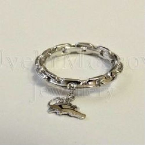 Кольцо из белого золота с подвеской