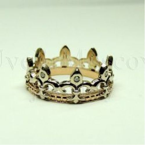 Кольцо «Корона» из комбинированного золота с бриллиантами