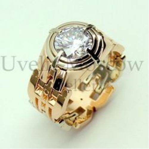 Мужская печатка из комбинированного золота с бриллиантом