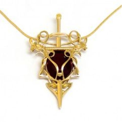 Мужская подвеска из желтого золота с рубином