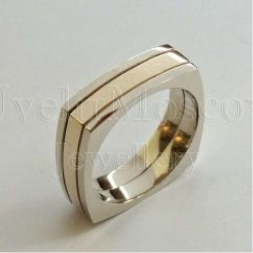 Мужское кольцо из комбинированного золота без вставок