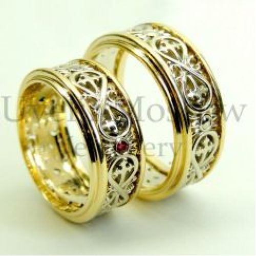 Обручальные кольца «Бесконечность» из комбинированного золота