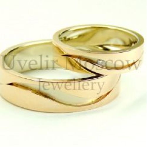 Парные обручальные кольца из красного и желтого золота