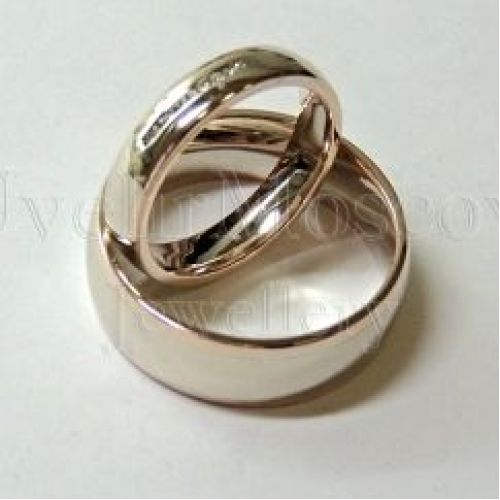 Парные обручальные кольца из красного золота с бриллиантами