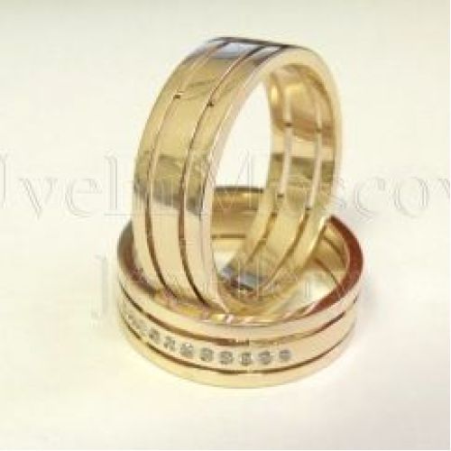 Парные обручальные кольца из розового золота