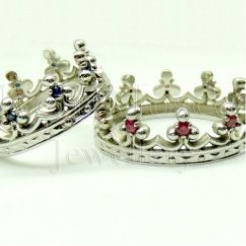 Парные обручальные кольца «Корона» из белого золота