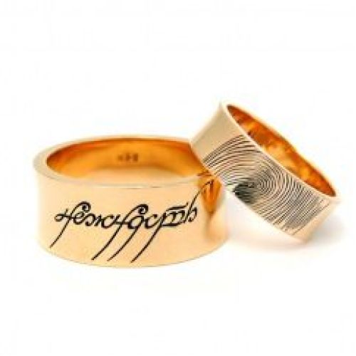 Парные обручальные кольца с отпечатками пальцев и гравировкой